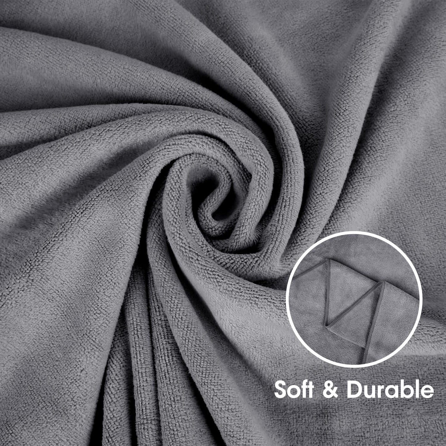 JML Microfiber Bath Towel Sets (6 Pack, 27" x 55") -Extra Absorbent, Fast Drying, Multipurpose for Swimming, Fitness, Sports, Yoga, Grey 6 Count