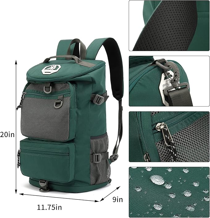 Kalesi Gym Duffle Bag Backpack 4-Way Waterproof with Shoes Compartment for travel Sport Hiking laptop (Green)