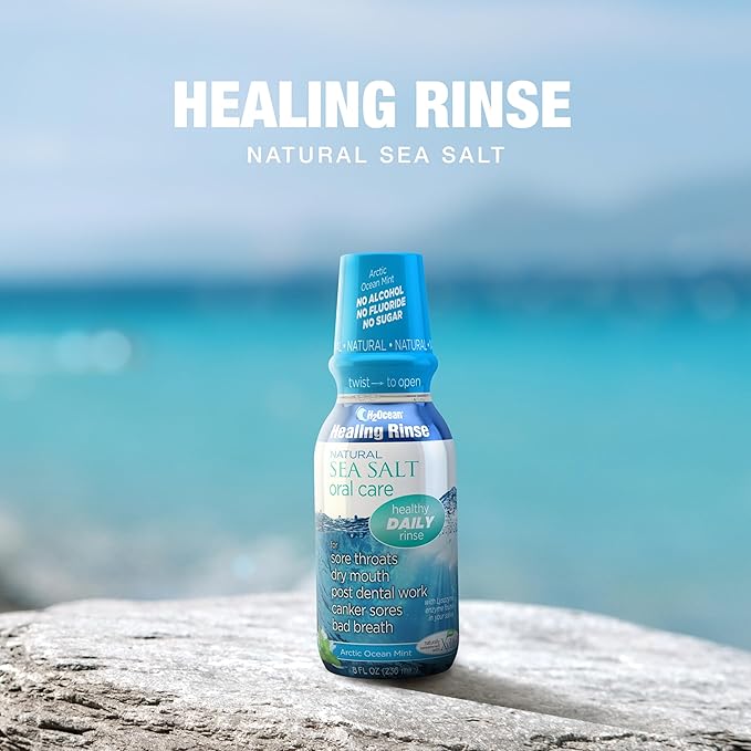 H2Ocean Healing Rinse Natural Sea Salt Oral Care Arctic Ocean Mint 8oz + 16oz