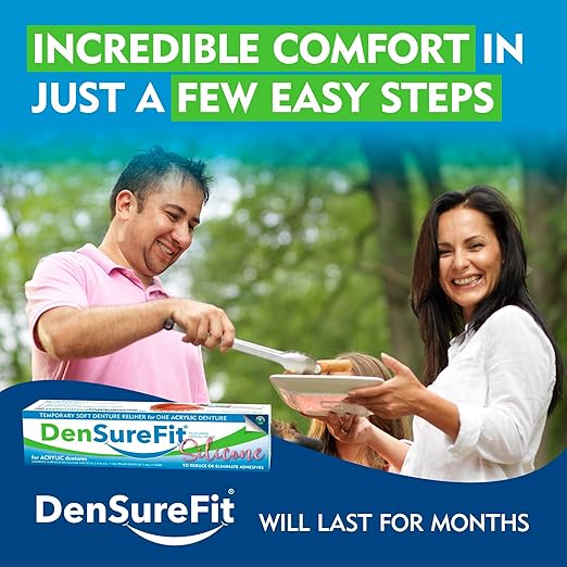 DenSureFit Upper and Lower Denture Reline Kit, Soft Silicone Denture Reliner Repair and Care Combo Kit with Extra Comfort Liner, Refit and Tighten for a Secure, Comfortable Fit