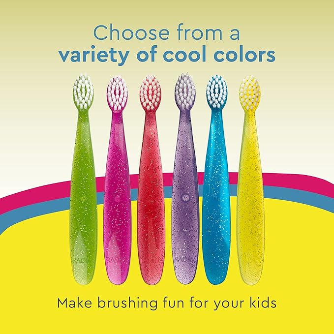 RADIUS Totz Toothbrush Extra Soft Brush BPA Free & ADA Accepted Designed for Delicate Teeth & Gums for Children 18 Months & Up - Grey Sparkle - Pack of 1
