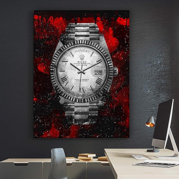 Luxury Watch Canvas Print Office Wall Decor Modern Art Pop Culture Decoration Inspiration Clock Timer Prints Framed Arts Walls Furniture (40" x 30")