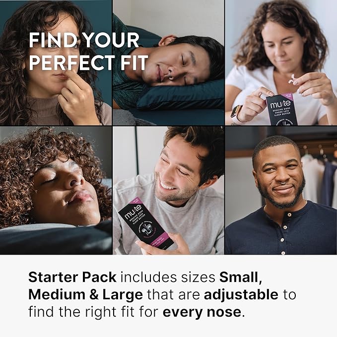 Mute Nasal Dilator Snoring Solution | Starter Pack | Snore Less & Sleep Better | Nasal Strip Alternative | Comfortable Breathing Aids for Better Sleep & Improved Airflow