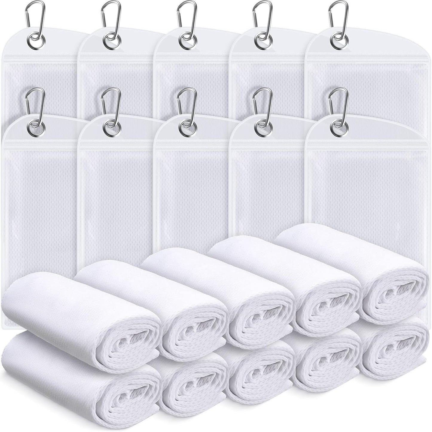 20 Pcs Cooling Towel 40" x 12" Ice Towel for Neck and Face Microfiber Chilly with Bag Breathable Yoga Gym Stay Cool Towels Sweat Rag for Workout Running Camping Pilates Beach Accessories (White)