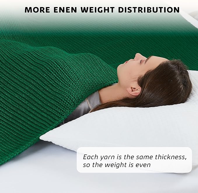 L'AGRATY Knitted Weighted Blanket - 50"x60" 7lbs Cooling Chunky Knit Heavy Blanket for Adults Braided Crochet Throw Thick Cable Yarn Knit Decorative No Beads Evenly Weighted Machine Washable