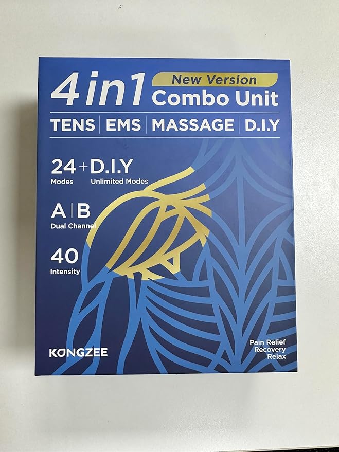 4 in 1 - D.I.Y & Tens Unit & EMS & Massage Muscle Stimulator, Dual Channel TENS Units Therapy Machine for Pain Relief, FDA Cleared Rechargeable Electronic Pulse Massager,with 12pcs Electrode Pads