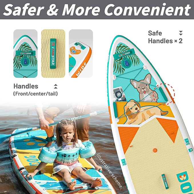 Joy 8'×29"/11'×35" Inflatable Paddle Board for Kids, One-Stop Premium SUP Accessories, Stand Up Paddle Board for More Balance, Tailored Fins for More Fun