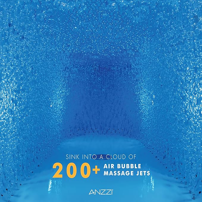 ANZZI 67" Freestanding Air Jetted Whirlpool Bathtub - White Acrylic Soaking Tub with LED Lights & Touch Controls | FT-AZ067