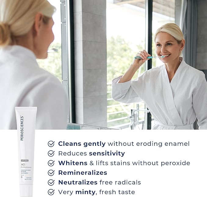 PerioSciences AO Pro Natural Toothpaste with Nano Hydroxyapatite, Remineralizing, Fluoride Free, SLS Free, Gluten Free 3 fl oz / 90ml