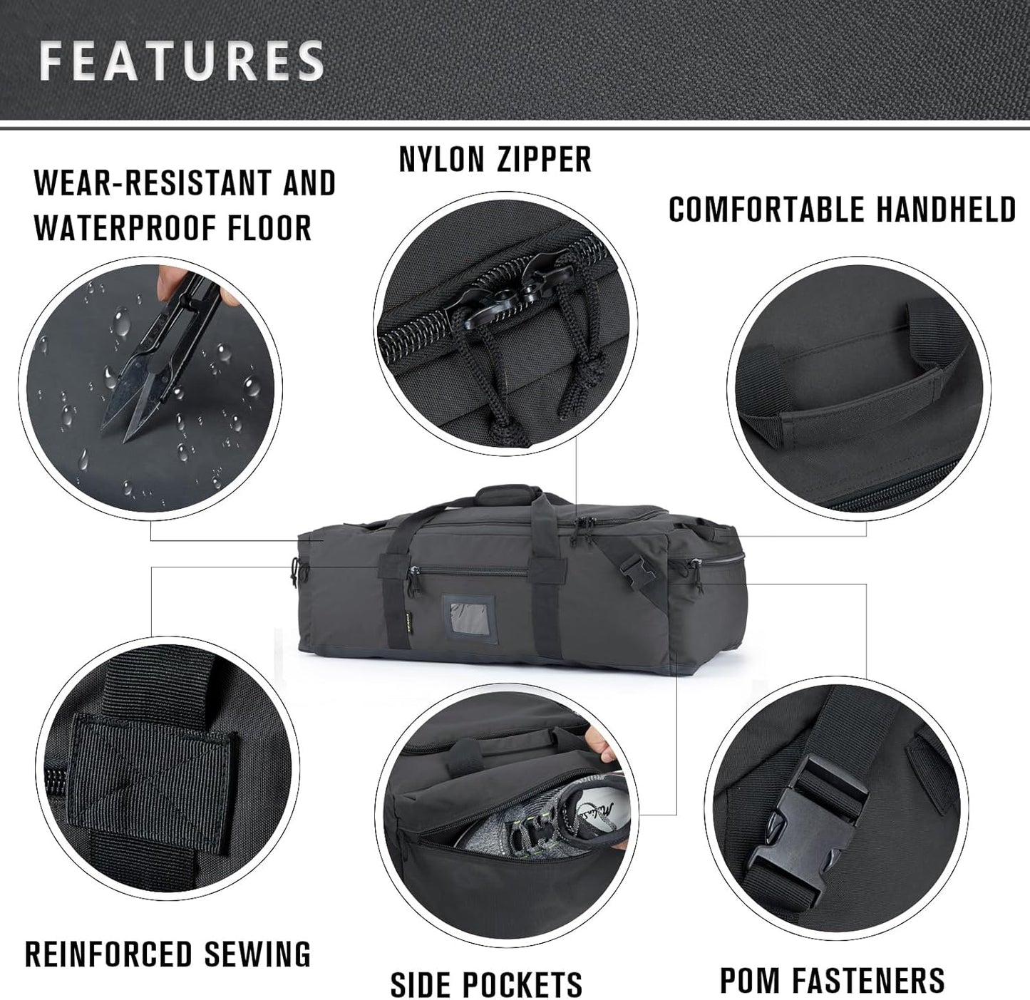 105l Large Duffel Bag For Travel, Gym & Sports - Water Repellent Polyester, Hidden Straps, Shoe Compartment - Perfect Luggage Duffle Bag Or Backpack For Men & Women