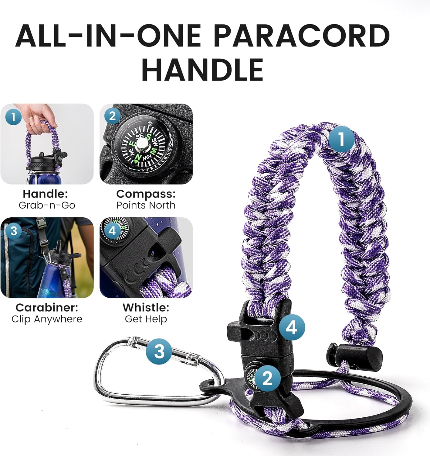 32oz Insulated Water Bottle, Triple Wall Vacuum Stainless Steel Water Bottles - Keeps Cold 48H, Reusable Metal water flask Jug for Gym, Sports, Camping, Hiking,Travel, Twilight Mist Purple