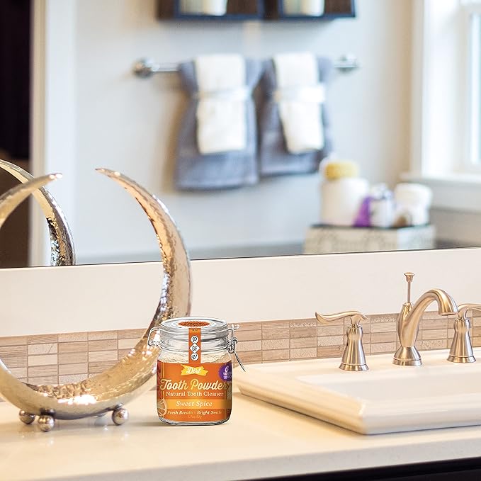 The Dirt - Remineralizing Tooth Powder, Natural Fluoride-Free Teeth Whitening Powder with Hydroxyapatite, Flouride & Gluten Free, Organic Vegan (Sweet Spice, 51g: 6 Month Supply)