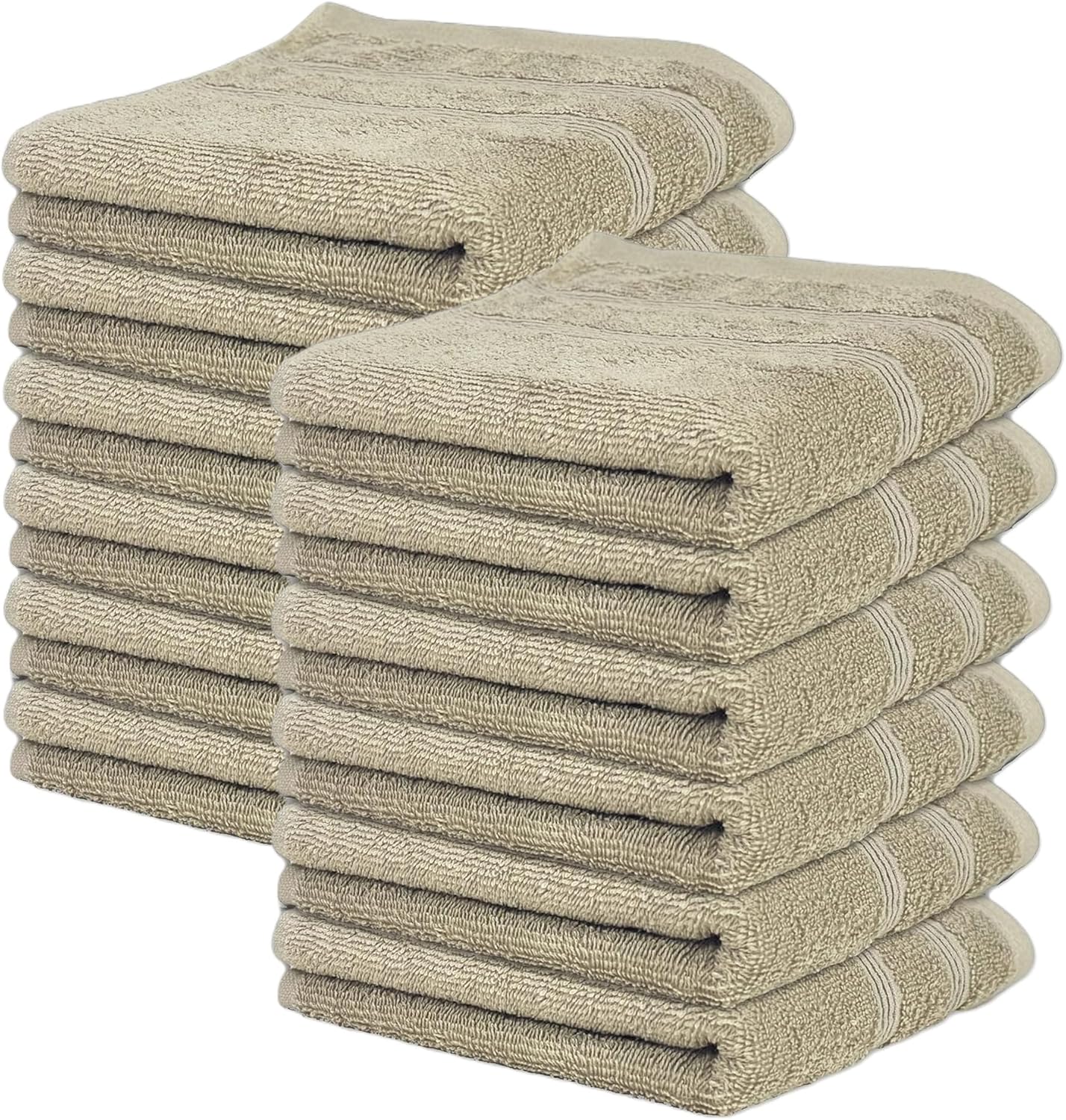 Kaufman - Premium Hand Towels Set for Bathroom, Spa, Gym, and Face Towel 100% Cotton Ring Spun, Ultra Soft Feel and Highly Absorbent Towels (12, Linen)