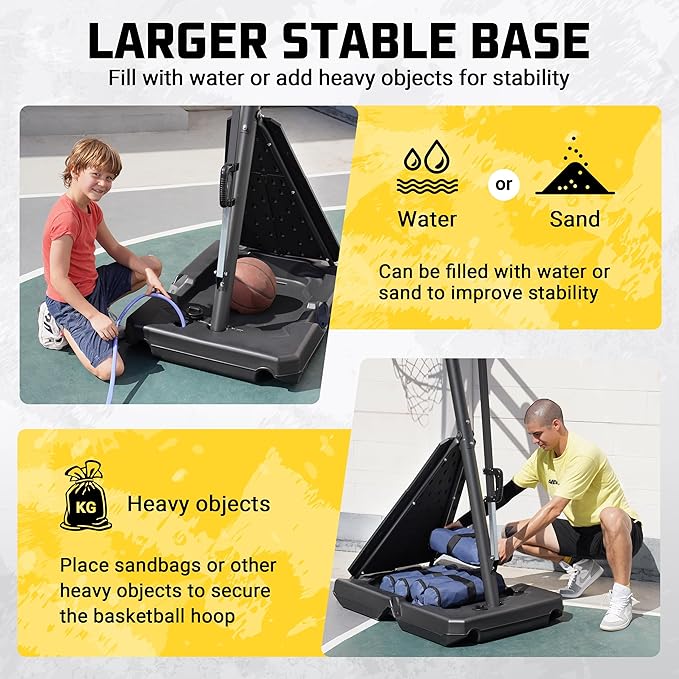 Aimking Basketball Hoop Outdoor 3.3-10FT 5s-Rapid-Adjustable, 40/44 inch Shatterproof Backboard & Enlarged Base, Portable Basketball Hoop & Goal for Kids/Adults/Families in Poolside/Backyard/Indoor