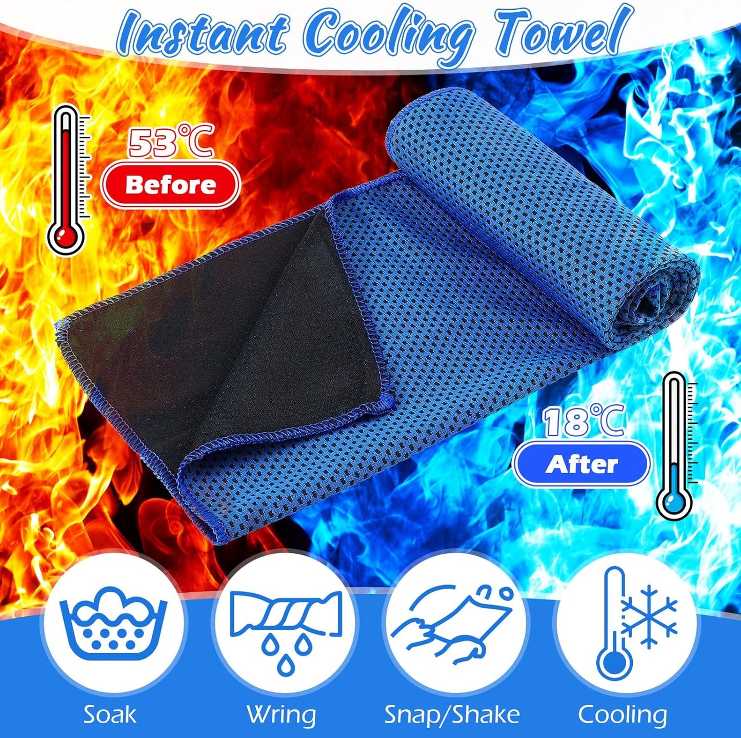 20 Pcs Cooling Towel 40 x 12 Ice Towel for Neck and Face Microfiber Chilly with Bag Breathable Yoga Gym Stay Cool Towels Sweat Rag for Workout Running Camping Pilates Beach Accessories (Royal Blue)