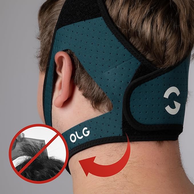 OLG Snore Stopper Chin Strap for Men CPAP Compatible Jaw Support Breathable Mesh – Anti Snoring Device