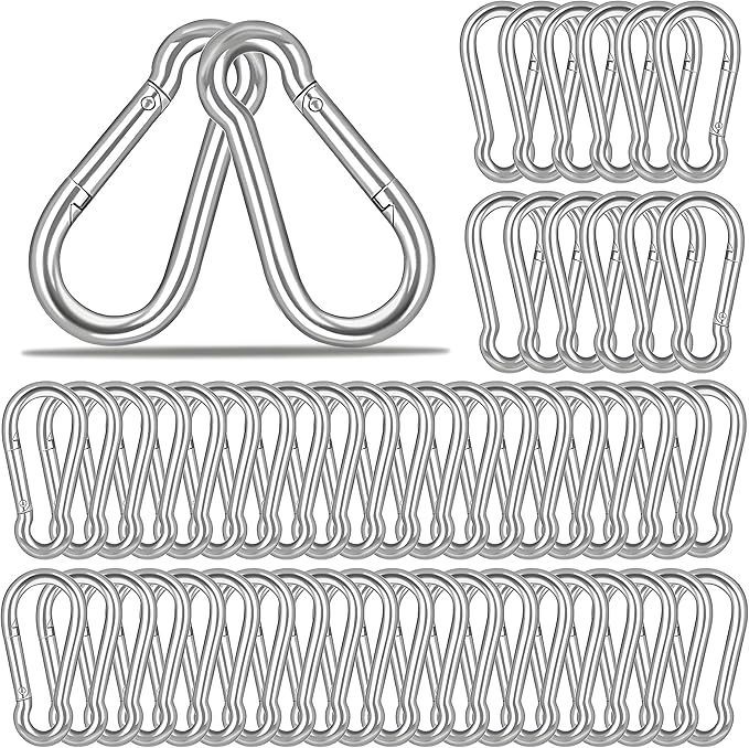 M5 Spring Snap Hook Carabiners, Carabiner Clip, Heavy Duty Galvanized Steel Spring Clip, Quick Link Key Chain for Swing Hammock Gym Outdoor, Holding Capacity