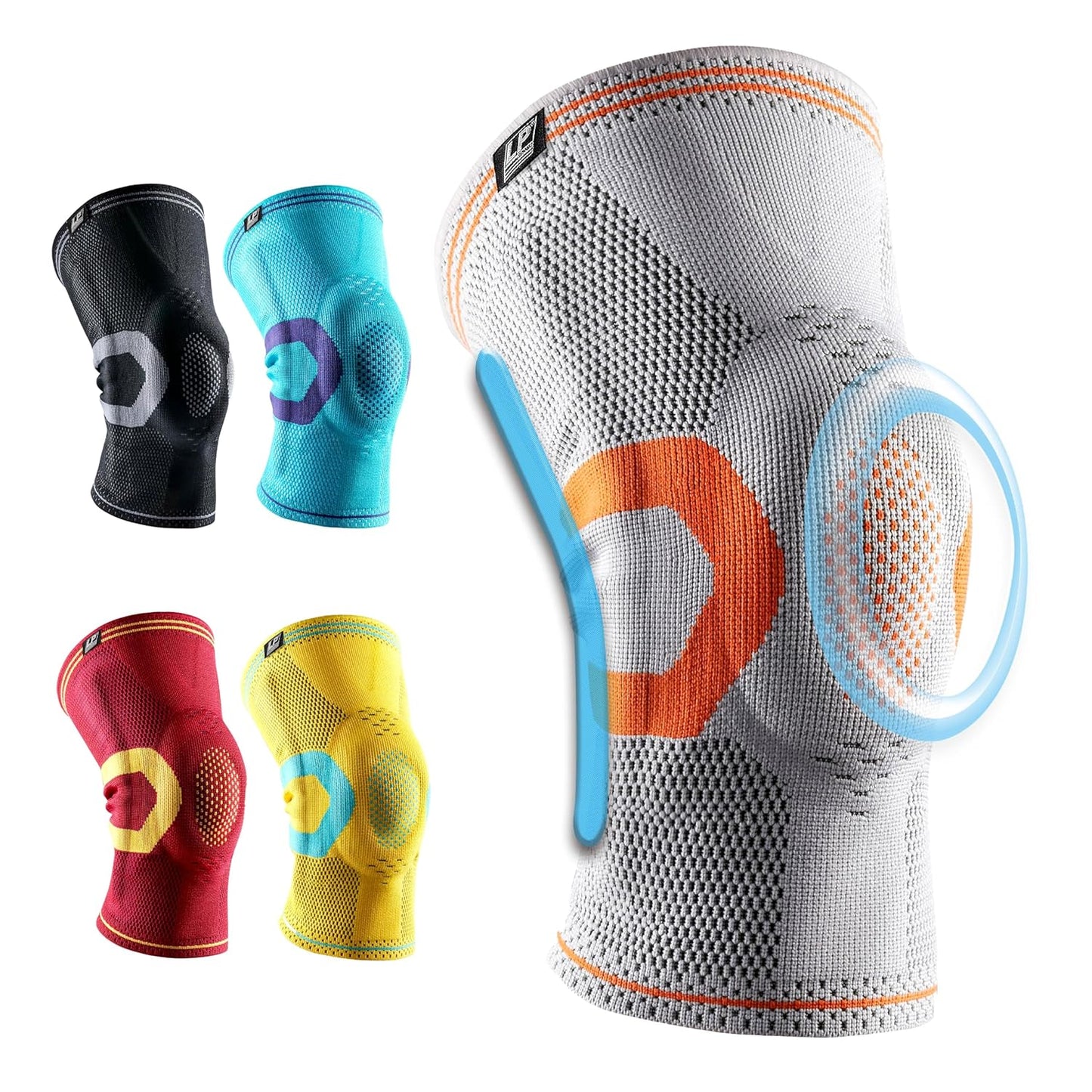 LP 170XT Compression Knee Sleeve with Silicone Pad & Bilateral Stays – Breathable Knee Support for Enhanced Sports Performance in Running, Basketball, Soccer, Tennis, Gym Workouts, Hiking – Optimal Joint Stability for Active Athletes (Gray, Large,1pcs)