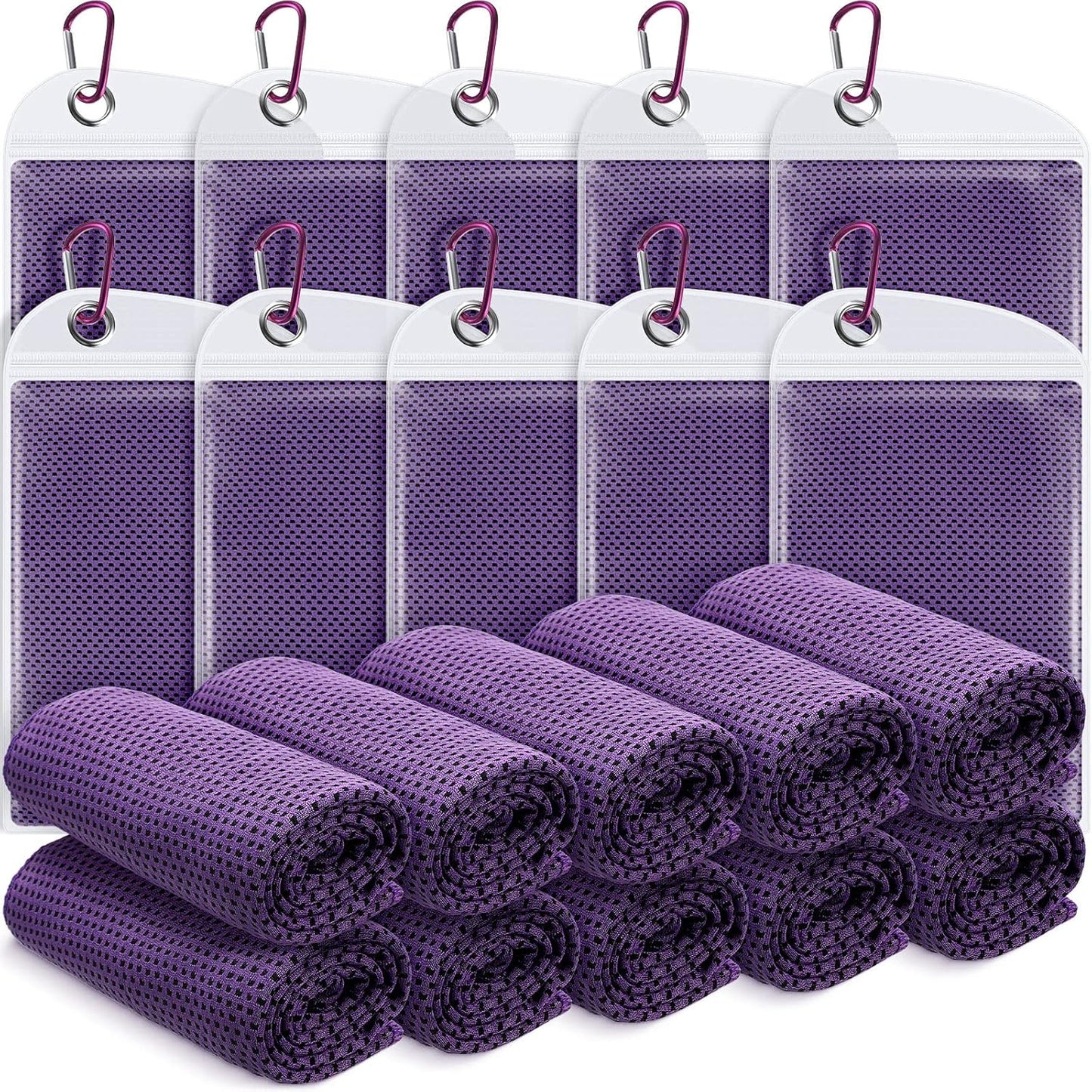 20 Pcs Cooling Towel 40" x 12" Ice Towel for Neck and Face Microfiber Chilly with Bag Breathable Yoga Gym Stay Cool Towels Sweat Rag for Workout Running Camping Pilates Beach Accessories (Purple)