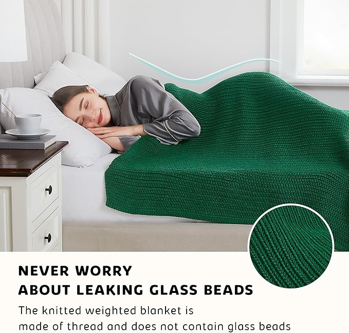 L'AGRATY Knitted Weighted Blanket - 48"x72" 15lbs Cooling Chunky Knit Heavy Blanket for Adults Braided Crochet Throw Thick Cable Yarn Knit Decorative No Beads Evenly Weighted Machine Washable