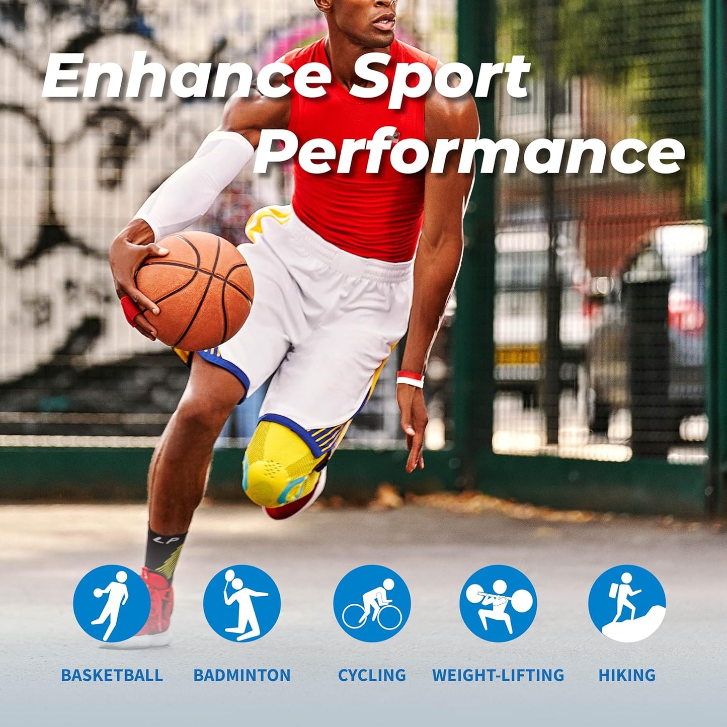 LP 170XT Compression Knee Sleeve with Silicone Pad and Bilateral Stays - Breathable Support for Running, Basketball, and Soccer (Blue, XXL,1pcs)