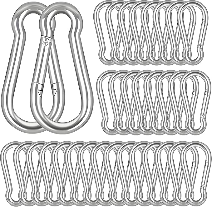 M6 Spring Snap Hook Carabiners, Carabiner Clip, Heavy Duty Galvanized Steel Spring Clip, Quick Link Key Chain for Swing Hammock Gym Outdoor, Holding Capacity