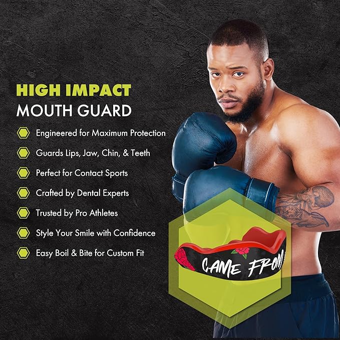 DAMAGE CONTROL High-Impact Mouth Guard – Sport Mouthguard for Boxing, Football, Hockey, Lacrose & Basketball, Protects Teeth & Jaw, Protective Mouthpiece for Adults & Youth (Women, Came from Nothing)