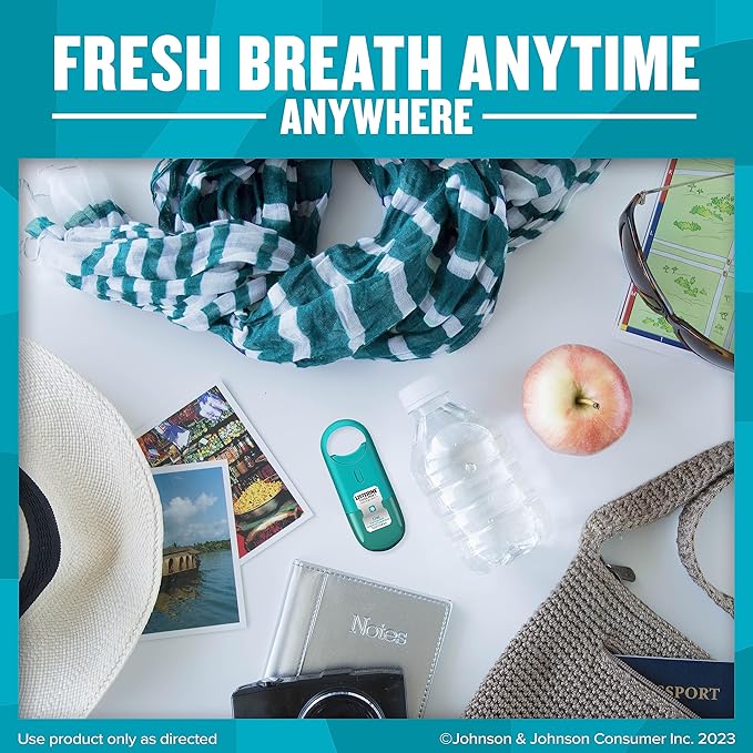 Listerine Cool Mint Pocketmist, Oral Care Mist for Fresh Breath, Non-Aerosol Sugar-Free Bad Breath Refresher Spray to Kill 99% of Bad Breath Germs, Portable, Cool Mint Flavor, 7.7 mL, 12 Sprays