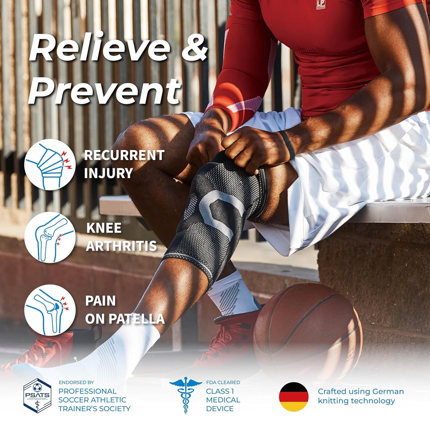 LP 170XT Compression Knee Sleeve with Silicone Pad & Bilateral Stays – Breathable Knee Support for Enhanced Sports Performance in Running, Basketball, Soccer, Tennis, Gym Workouts, Hiking – Optimal Joint Stability for Active Athletes (Black, Small,1pcs)