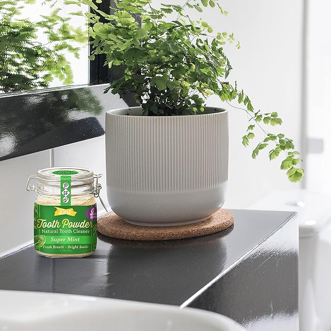 The Dirt - Remineralizing Tooth Powder, Natural Fluoride-Free Teeth Whitening Powder with Hydroxyapatite, Flouride & Gluten Free, Organic Vegan (Super Mint, 51g: 6 Month Supply)