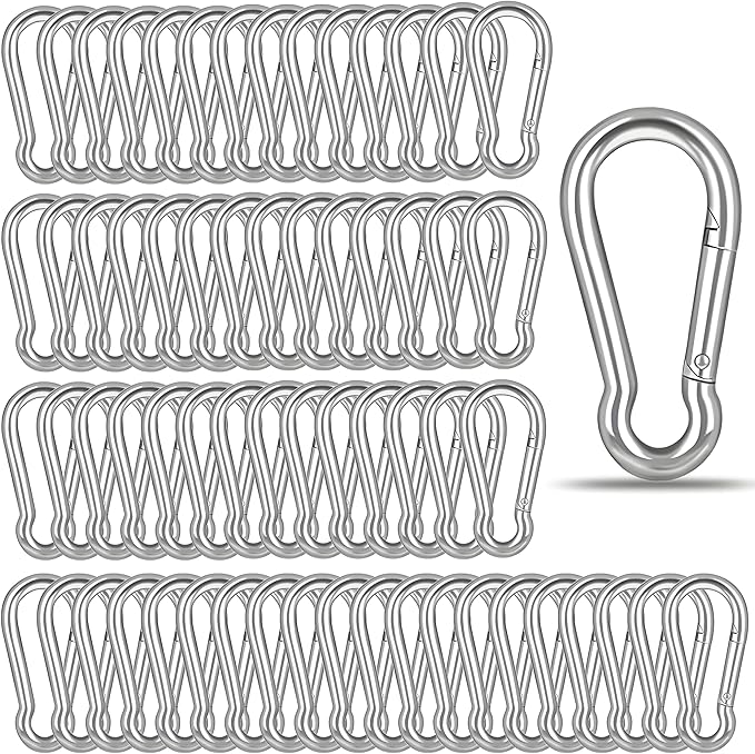 M5 Spring Snap Hook Carabiners, Carabiner Clip, Heavy Duty Galvanized Steel Spring Clip, Quick Link Key Chain for Swing Hammock Gym Outdoor, Holding Capacity