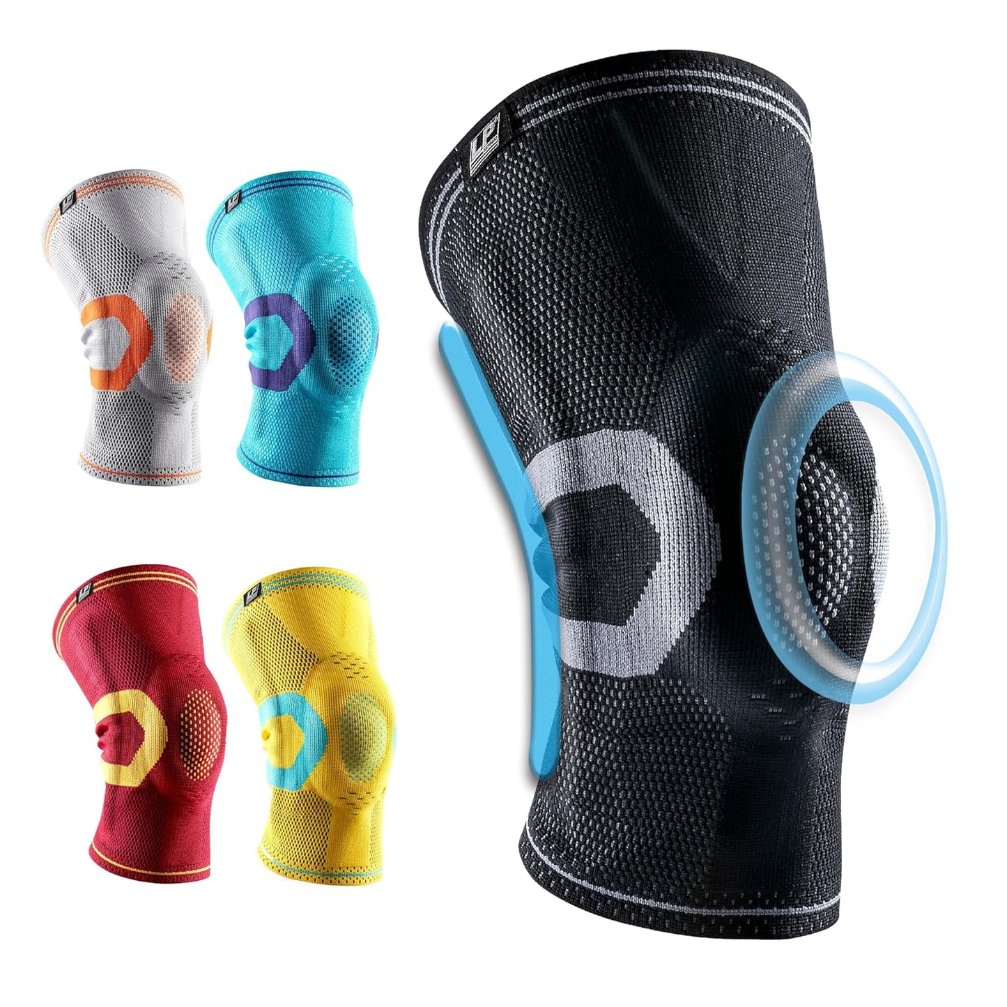 LP 170XT Compression Knee Sleeve with Silicone Pad & Bilateral Stays – Breathable Knee Support for Enhanced Sports Performance in Running, Basketball, Soccer, Tennis, Gym Workouts, Hiking – Optimal Joint Stability for Active Athletes (Black, Small,1pcs)