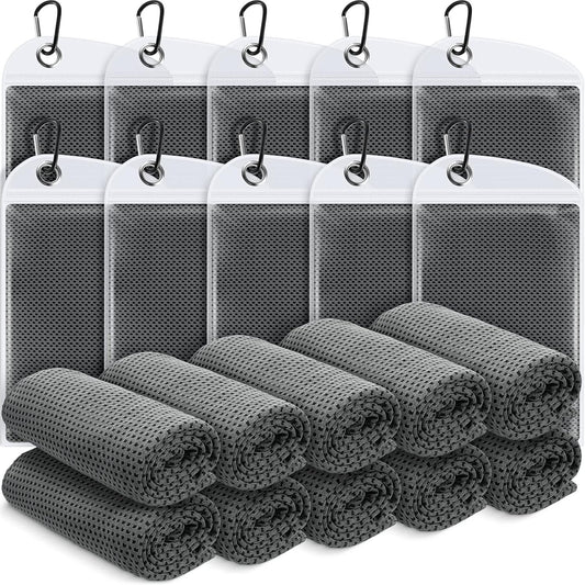 20 Pcs Cooling Towel 40" x 12" Ice Towel for Neck and Face Microfiber Chilly with Bag Breathable Yoga Gym Stay Cool Towels Sweat Rag for Workout Running Camping Pilates Beach Accessories (Dark Gray)