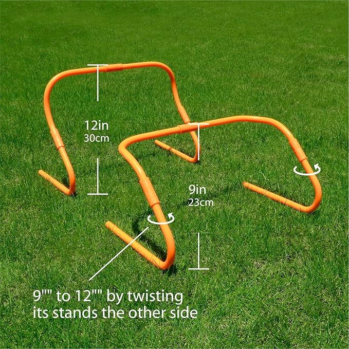 Agility Speed Hurdles Upgraded Training Hurdles Adjustable Height,Ultra Durable All-in-One Speed Hurdles with Carrying Handle, 6 Pack