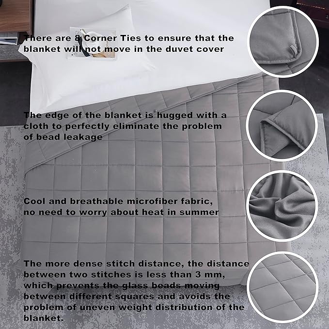 L'AGRATY Weighted Blanket - 88"x104" 25lbs Cooling Breathable Heavy Blanket Microfiber Material with Glass Beads for Adult All-Season Summer Fall Winter Soft Thick Comfort