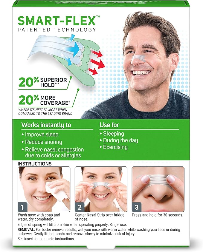 Nasal Strips Extra Strength, Clear, 26 ct | Works Instantly to Improve Sleep, Reduce Snoring, & Relieve Nasal Congestion Due to Colds & Allergies