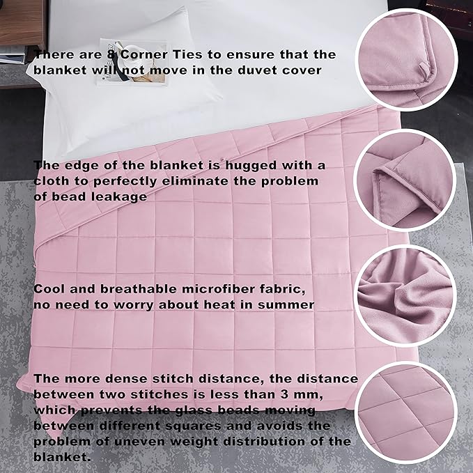 L'AGRATY Weighted Blanket - 80"x87" 20lbs Cooling Breathable Heavy Blanket Microfiber Material with Glass Beads Big Blanket for Adult All-Season Summer Fall Winter Soft Thick Comfort Blanket