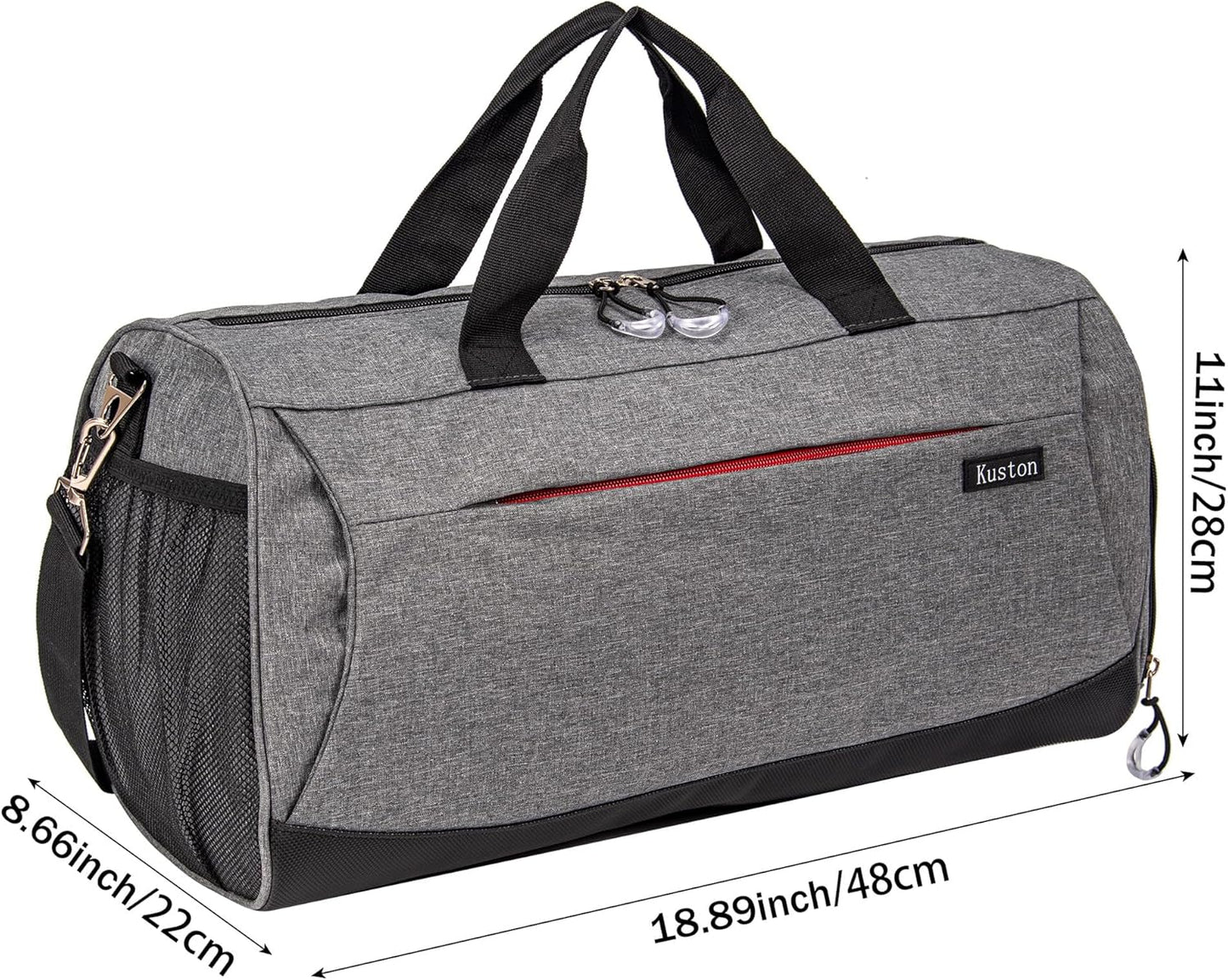 Kuston Sports Gym Bag with Shoes Compartment, Trolley Sleeve and Wet Pocket Gym Duffel Bag Overnight Bag-Upgraded