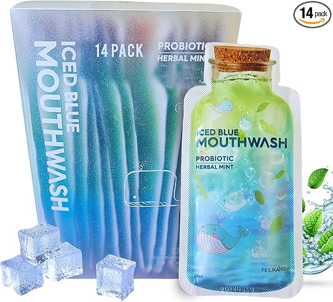 Skywin Travel Size Mouthwash - Mini Mint Flavored Packets for Adults, Prevents Cavities, Individual Packets (14 Pcs in 1 Pack)