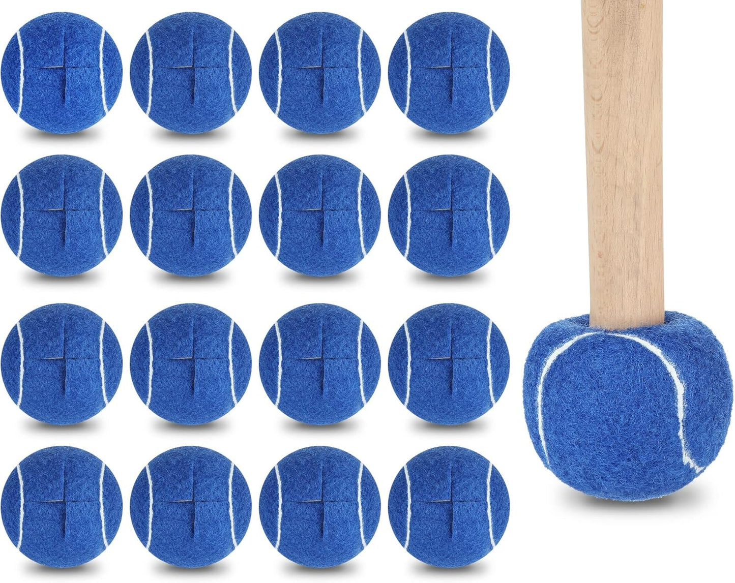 Macarrie 24 Pcs Precut Tennis Balls for Furniture Legs and Floor Protection Chairs Desks Furniture Tennis Balls for Chairs Feet Long Lasting Foot Covers(Blue)
