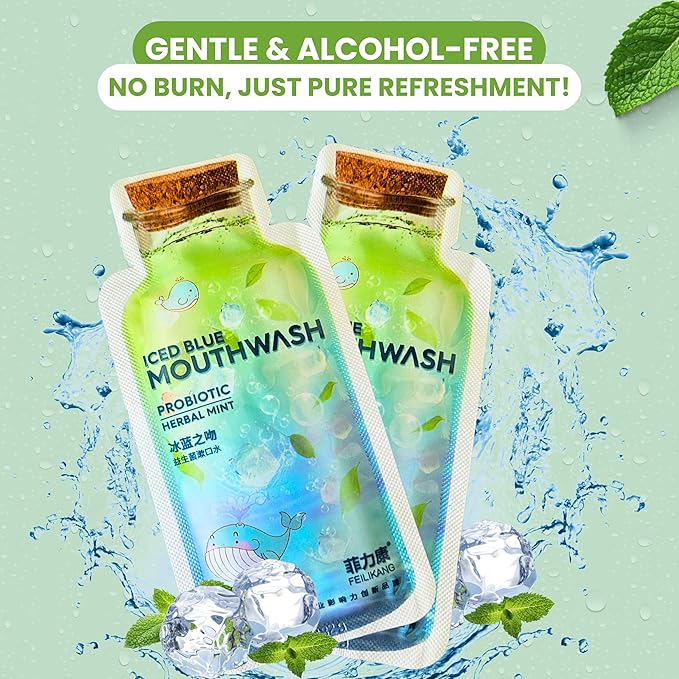 Skywin Travel Size Mouthwash - Mini Mint Flavored Packets for Adults, Prevents Cavities, Individual Packets (14 Pcs in 1 Pack)