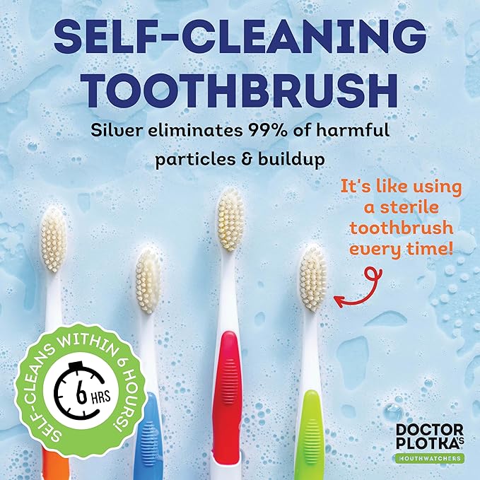 MOUTHWATCHERS Soft Flossing Manual Toothbrush for Adults, Green, Ultra Clean, Good for Sensitive Teeth and Gums, by Dr. Plotka's