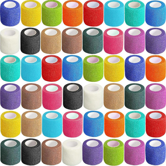 48 Pack Self Adhesive Bandage Wrap 2 Inch x 5 Yard Self Adherent Cohesive Bandages Elastic Athletic Sports Tape Breathable Wound Tape for Stretch Athletic Wrist Ankle(Multiple Colors)