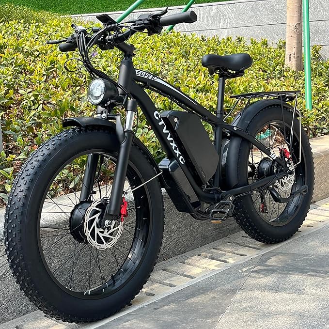 6000W Dual Motor Ebike for Adults 46MPH,210NM Fast Electric Bike,52V 34AH(1768Wh) Up to 105 Miles Long-Range Ebike,24" Fat Tire Dirtbike,Lockable Suspension Electric Bicycle for Off-Road Mountain Snow