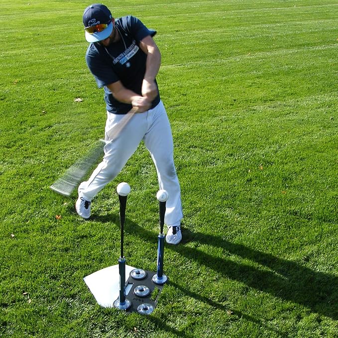 Jugs Pro-Style 5-Point T - This Batting tee Comes Complete with a Weighted Rubber encased Base and 2 Fully Adjustable Extension Tubes. Teaches Correct Contact Points for Inside, Middle, and Outside.