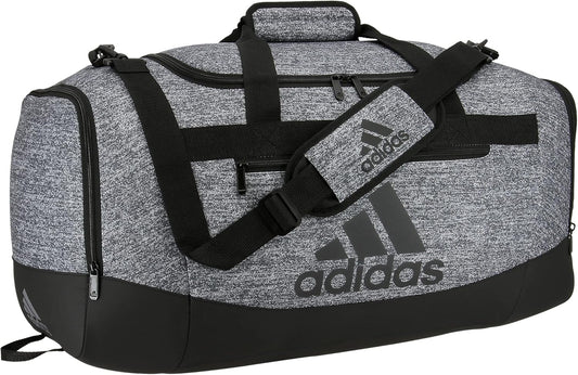 adidas Unisex Defender 4.0 Gym Duffel Bag for Men and Women, Jersey Onix Grey/Black, Medium (66L)