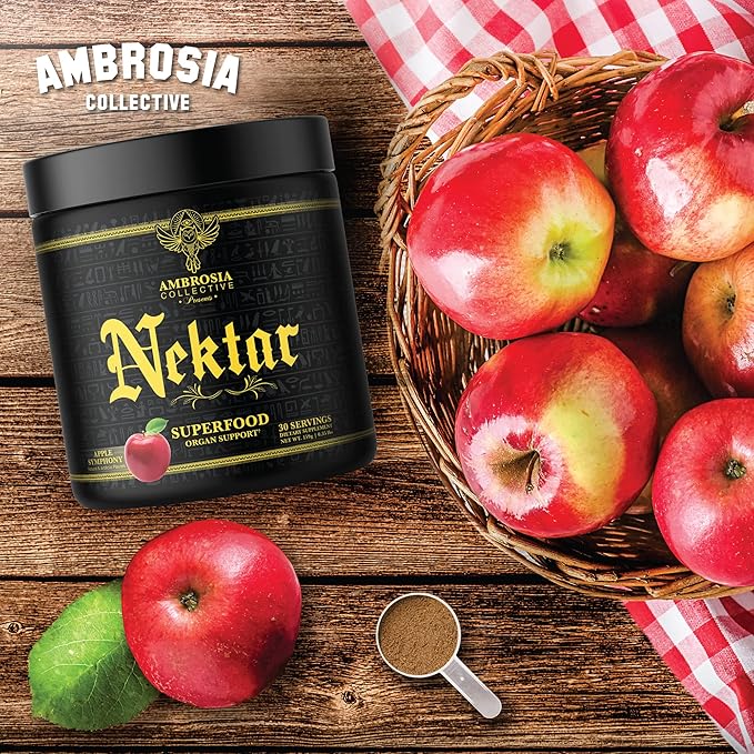 Ambrosia Nektar - Superfood Powder | Complete Health Supplement | Organ Support - Liver, Kidney Health | 30 Servings (Apple Symphony)