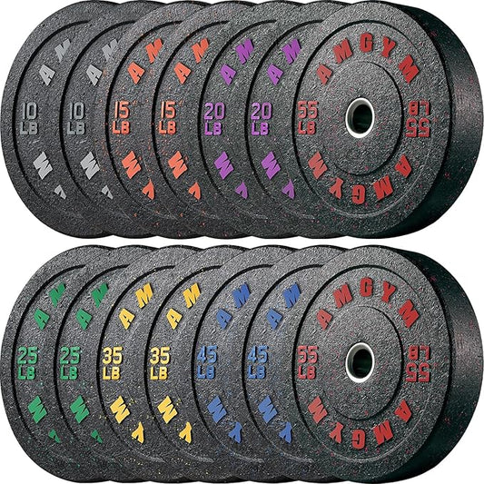 2 Inch Bumper Plates，10-500lbs，Barbell Rubber Olympic Weight Plates Set for Home Gym, Strength Training & Weight Lifting, Multiple Options Colors