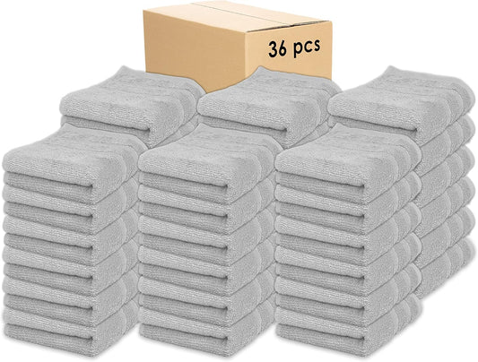 Kaufman - Premium Hand Towels Set for Bathroom, Spa, Gym, and Face Towel 100% Cotton Ring Spun, Ultra Soft Feel and Highly Absorbent Towels (Light Gray, 36)