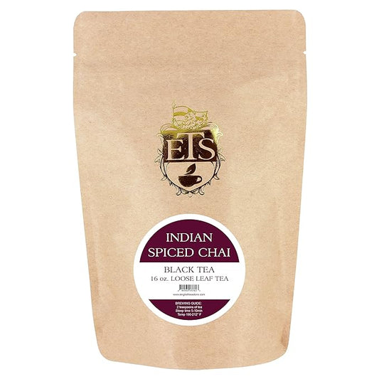 Indian Spiced Chai Tea Pouches - 4oz | Loose Leaf Black Tea with Traditional Indian Spices | Bold and Aromatic Chai Blend | Ceylon Tea Base | Enjoy Hot or with Milk | Smooth and Full Flavor